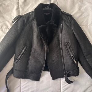 Medium black Zara fur-lined coat